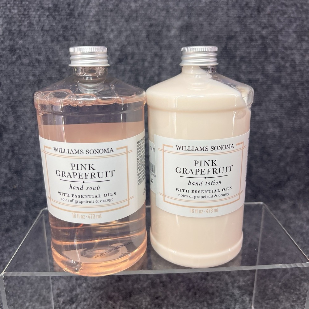 NEW Williams Sonoma Pink Grapefruit 16oz Hand Soap & Hand Lotion Essential Oils